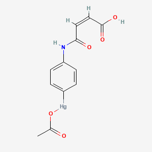 molecular formula C12H11HgNO5 B13442941 N-[p-(Acetylmercuric)phenyl]maleamate 