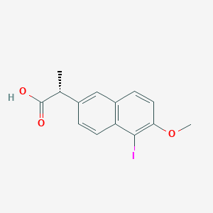 molecular formula C14H13IO3 B13443021 (R)-5-Iodo Naproxen 