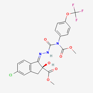 molecular formula C21H17ClF3N3O7 B13443115 methyl (2S,3Z)-6-chloro-2-hydroxy-3-[[methoxycarbonyl-[4-(trifluoromethoxy)phenyl]carbamoyl]hydrazinylidene]-1H-indene-2-carboxylate 