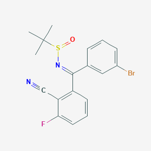 molecular formula C18H16BrFN2OS B13443125 N-((3-bromophenyl)(2-cyano-3-fluorophenyl)methylene)-2-methylpropane-2-sulfinamide 