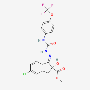 molecular formula C19H15ClF3N3O5 B13443169 methyl (3E)-6-chloro-2-hydroxy-3-[[4-(trifluoromethoxy)phenyl]carbamoylhydrazinylidene]-1H-indene-2-carboxylate 