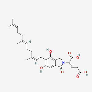 molecular formula C28H37NO7 B13443456 (S)-2-[1,3-dihydro-4,6-dihydroxy-1-oxo-5-(3,7,11-trimethyl-2,6,10-dodecatrien-1-yl)-2H-isoindol-2-yl]-Pentanedioic acid 