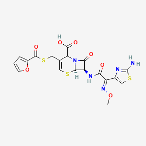 molecular formula C19H17N5O7S3 B13443970 (6R,7R)-7-[[(2E)-2-(2-amino-1,3-thiazol-4-yl)-2-methoxyiminoacetyl]amino]-3-(furan-2-carbonylsulfanylmethyl)-8-oxo-5-thia-1-azabicyclo[4.2.0]oct-3-ene-2-carboxylic acid 
