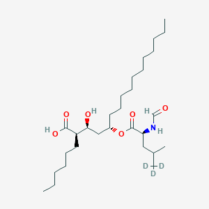 molecular formula C29H55NO6 B13444131 (2R,3S,5S)-2-hexyl-3-hydroxy-5-[(2S)-5,5,5-trideuterio-2-formamido-4-methylpentanoyl]oxyhexadecanoic acid 