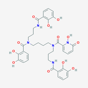 molecular formula C37H41N5O12 B134442 1,5,14-Tris(2,3-dihydroxybenzoyl)-10-(1-hydroxy-2-pyridon-6-oyl)-1,5,10,14-tetraazatetradecane CAS No. 146980-30-5