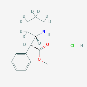 molecular formula C14H20ClNO2 B13444330 (aR,2R)-rel-a-Phenyl-2-piperidineacetic Acid-d10 Methyl Ester Hydrochloride; (R*,R*)-(+/-)-a-Phenyl-2-piperidineacetic Acid-d10 Methyl Ester Hydrochloride; Methyl threo-a-Phenyl-a-(2-piperidyl-d10)acetate Hydrochloride; dl-threo-Methylphenidate-d10 Hydrochloride CAS No. 1285936-94-8