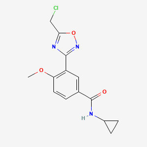 molecular formula C14H14ClN3O3 B1344445 3-[5-(chloromethyl)-1,2,4-oxadiazol-3-yl]-N-cyclopropyl-4-methoxybenzamide CAS No. 1119452-11-7