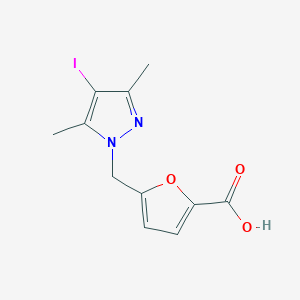 molecular formula C11H11IN2O3 B1344463 5-[(4-iodo-3,5-dimethyl-1H-pyrazol-1-yl)methyl]-2-furoic acid CAS No. 1171235-93-0