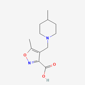 molecular formula C12H18N2O3 B1344464 5-Methyl-4-[(4-methylpiperidin-1-YL)methyl]-isoxazole-3-carboxylic acid CAS No. 1119452-18-4