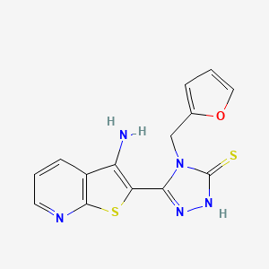 molecular formula C14H11N5OS2 B1344472 5-(3-氨基噻吩[2,3-b]吡啶-2-基)-4-(2-呋喃甲基)-4H-1,2,4-三唑-3-硫醇 CAS No. 1030433-39-6