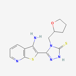 molecular formula C14H15N5OS2 B1344473 5-(3-aminothieno[2,3-b]pyridin-2-yl)-4-(tetrahydrofuran-2-ylmethyl)-4H-1,2,4-triazole-3-thiol CAS No. 1030433-47-6