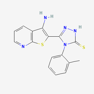 molecular formula C16H13N5S2 B1344482 5-(3-aminothieno[2,3-b]pyridin-2-yl)-4-(2-methylphenyl)-4H-1,2,4-triazole-3-thiol CAS No. 1114597-28-2