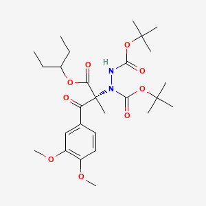 molecular formula C27H42N2O9 B13444981 pentan-3-yl (2R)-3-(3,4-dimethoxyphenyl)-2-methyl-2-[(2-methylpropan-2-yl)oxycarbonyl-[(2-methylpropan-2-yl)oxycarbonylamino]amino]-3-oxopropanoate 