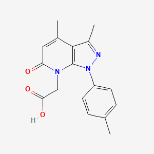 molecular formula C17H17N3O3 B1344502 [3,4-dimethyl-1-(4-methylphenyl)-6-oxo-1,6-dihydro-7H-pyrazolo[3,4-b]pyridin-7-yl]acetic acid CAS No. 1119449-99-8