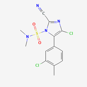 molecular formula C13H12Cl2N4O2S B13445026 4-Chloro-5-(3-chloro-4-methylphenyl)-2-cyano-N,N-dimethyl-1H-imidazole-1-sulfonamide 