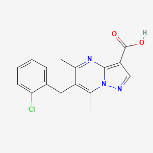 molecular formula C16H14ClN3O2 B1344507 6-(2-Chlorobenzyl)-5,7-dimethylpyrazolo[1,5-a]pyrimidine-3-carboxylic acid CAS No. 1119452-25-3