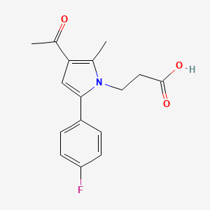 molecular formula C16H16FNO3 B1344514 3-[3-acetyl-5-(4-fluorophenyl)-2-methyl-1H-pyrrol-1-yl]propanoic acid CAS No. 913837-60-2