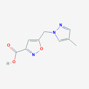 molecular formula C9H9N3O3 B1344519 5-[(4-methyl-1H-pyrazol-1-yl)methyl]isoxazole-3-carboxylic acid CAS No. 1170258-35-1