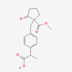 molecular formula C17H20O5 B13446037 2-(4-((1-(Methoxycarbonyl)-2-oxocyclopentyl)methyl)phenyl)propanoic Acid 