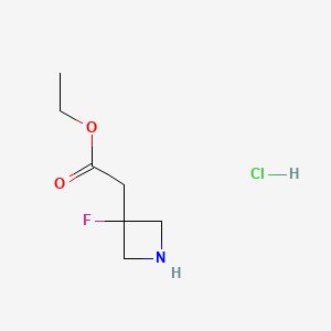 molecular formula C7H13ClFNO2 B13446053 Ethyl2-(3-fluoroazetidin-3-yl)acetatehydrochloride CAS No. 2913241-69-5