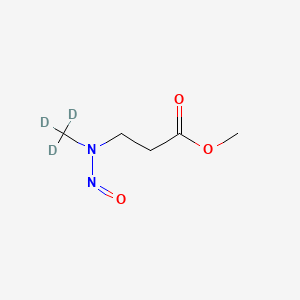 molecular formula C5H10N2O3 B13446081 N-Nitroso-N-methyl-3-aminopropionic Acid-d3, Methyl Ester 