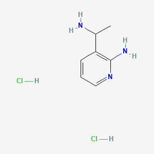 molecular formula C7H13Cl2N3 B13446093 3-(1-Aminoethyl)pyridin-2-amine dihydrochloride 