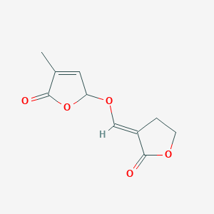 molecular formula C10H10O5 B13446236 4-methyl-2-[(E)-(2-oxooxolan-3-ylidene)methoxy]-2H-furan-5-one 