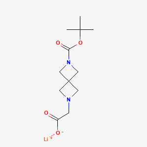 molecular formula C12H19LiN2O4 B13446364 Lithium(1+) 2-{6-[(tert-butoxy)carbonyl]-2,6-diazaspiro[3.3]heptan-2-yl}acetate 