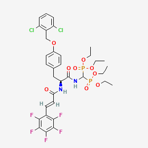 molecular formula C34H37Cl2F5N2O9P2 B13448025 (2S)-N-[bis(diethoxyphosphoryl)methyl]-3-[4-[(2,6-dichlorophenyl)methoxy]phenyl]-2-[[(E)-3-(2,3,4,5,6-pentafluorophenyl)prop-2-enoyl]amino]propanamide 
