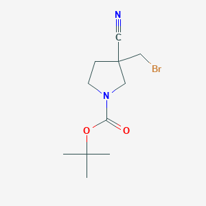 molecular formula C11H17BrN2O2 B13448053 Tert-butyl 3-(bromomethyl)-3-cyanopyrrolidine-1-carboxylate 
