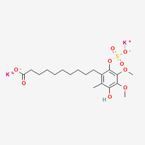 molecular formula C19H28K2O9S B13448312 Hydro Idebenone 10'-Carboxylate 1-O-Sulfate Dipotassium Salt 