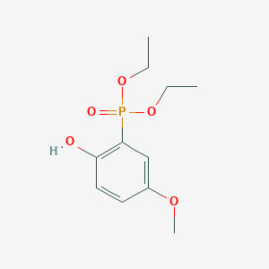molecular formula C11H17O5P B13448439 Phosphonic acid, (2-hydroxy-5-methoxyphenyl)-, diethyl ester CAS No. 80615-41-4