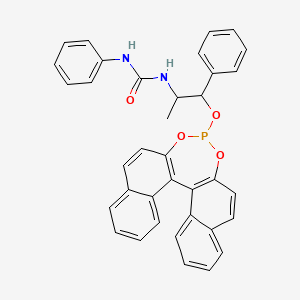 molecular formula C36H29N2O4P B13448440 1-[1-(12,14-Dioxa-13-phosphapentacyclo[13.8.0.02,11.03,8.018,23]tricosa-1(15),2(11),3,5,7,9,16,18,20,22-decaen-13-yloxy)-1-phenylpropan-2-yl]-3-phenylurea CAS No. 1198080-55-5