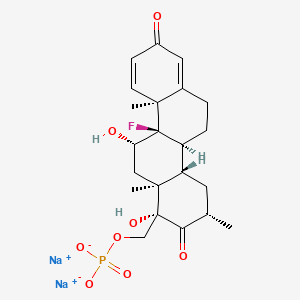 molecular formula C22H28FNa2O8P B13448647 disodium;[(1S,3S,4aS,4bS,10aS,10bR,11S,12aS)-10b-fluoro-1,11-dihydroxy-3,10a,12a-trimethyl-2,8-dioxo-3,4,4a,4b,5,6,11,12-octahydrochrysen-1-yl]methyl phosphate CAS No. 1201919-18-7