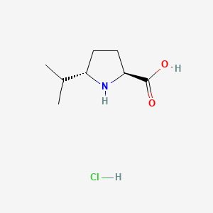 molecular formula C8H16ClNO2 B13448793 rac-(2R,5R)-5-(propan-2-yl)pyrrolidine-2-carboxylicacidhydrochloride 