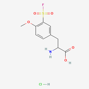 molecular formula C10H13ClFNO5S B13448846 2-Amino-3-[3-(fluorosulfonyl)-4-methoxyphenyl]propanoicacidhydrochloride CAS No. 2913243-96-4