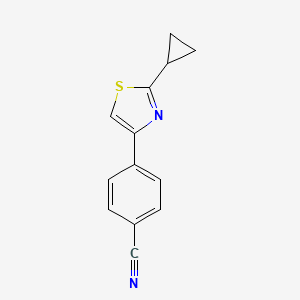 molecular formula C13H10N2S B13448868 4-(2-Cyclopropylthiazol-4-yl)benzonitrile 