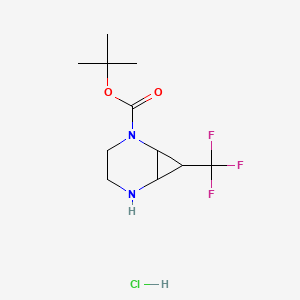molecular formula C11H18ClF3N2O2 B13449088 Tert-butyl 7-(trifluoromethyl)-2,5-diazabicyclo[4.1.0]heptane-2-carboxylate hydrochloride 