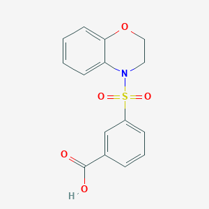 molecular formula C15H13NO5S B13449350 3-(3,4-dihydro-2H-1,4-benzoxazine-4-sulfonyl)benzoic acid 