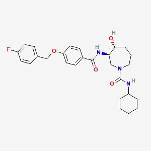 molecular formula C27H34FN3O4 B13449412 (3R,4R)-N-Cyclohexyl-3-[[4-[(4-fluorophenyl)methoxy]benzoyl]amino]hexahydro-4-hydroxy-1H-azepine-1-carboxamide 