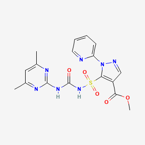 molecular formula C17H17N7O5S B13449451 Methyl 5-[(4,6-dimethylpyrimidin-2-yl)carbamoylsulfamoyl]-1-pyridin-2-ylpyrazole-4-carboxylate CAS No. 104770-29-8