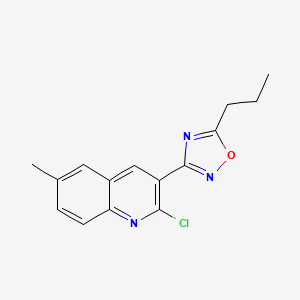 molecular formula C15H14ClN3O B1344954 2-Chloro-6-methyl-3-(5-propyl-1,2,4-oxadiazol-3-yl)quinoline CAS No. 1142201-71-5