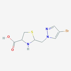 molecular formula C8H10BrN3O2S B1344970 2-[(4-溴-1H-吡唑-1-基)甲基]-1,3-噻唑烷-4-羧酸 CAS No. 1218119-42-6