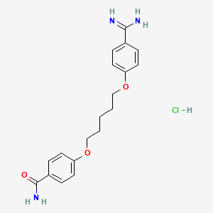 molecular formula C19H24ClN3O3 B13449824 4-((5-(4-Carbamimidoylphenoxy)pentyl)oxy)benzamide hydrochloride 