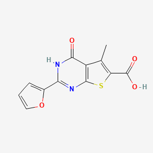 molecular formula C12H8N2O4S B1345031 2-(2-Furyl)-5-methyl-4-oxo-3,4-dihydrothieno[2,3-d]pyrimidine-6-carboxylic acid 