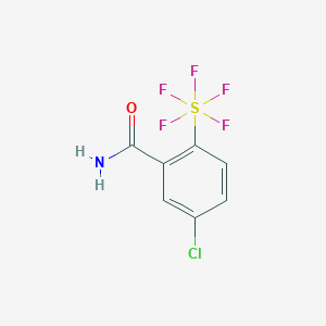 molecular formula C7H5ClF5NOS B13450471 5-Chloro-2-(pentafluoro-l6-sulfaneyl)benzamide 