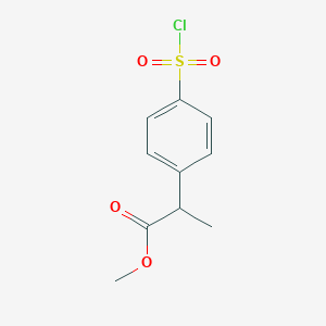 molecular formula C10H11ClO4S B13450530 Methyl2-[4-(chlorosulfonyl)phenyl]propanoate 