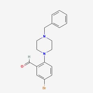 molecular formula C18H19BrN2O B1345064 2-(4-苄基哌嗪-1-基)-5-溴苯甲醛 CAS No. 883512-03-6
