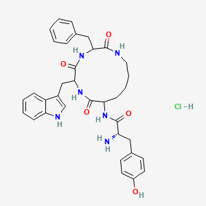 molecular formula C35H41ClN6O5 B13450693 H-Tyr-DL-Lys(1)-DL-Trp-DL-Phe-(1).HCl 