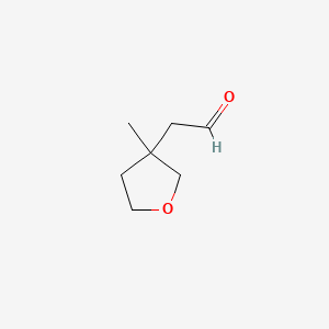 molecular formula C7H12O2 B13450749 2-(3-Methyloxolan-3-yl)acetaldehyde 